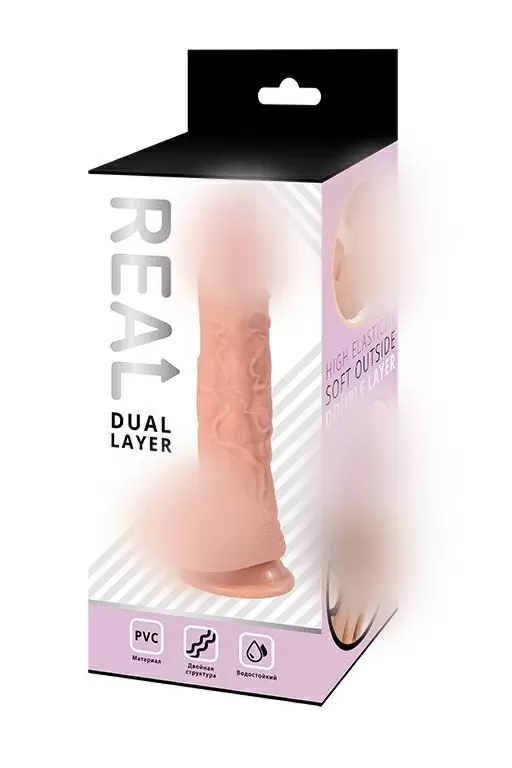 Реалистичный фаллоимитатор Real Dual Layer, 23 см, двойной слой ПВХ, телесный