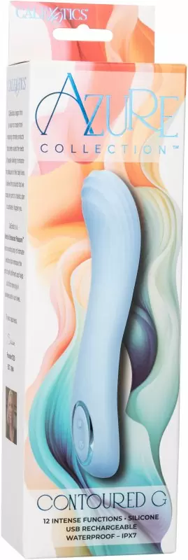 Изогнутый вибратор AZURE COLLECTION - CONTOURED G, 22,8 см, силикон, голубой