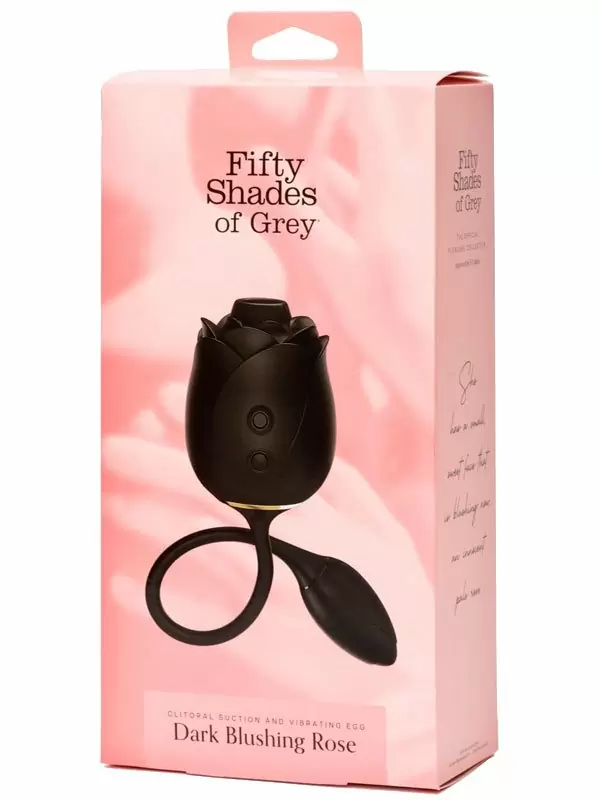 Бесконтактный стимулятор клитора Fifty Shades of Grey Dark Blushing Rose, 4 скорости, в форме розы, черный | Он и Она 18+