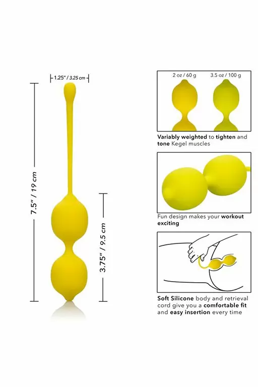 Оригинальные вагинальные шарики Kegel Training Set Lemon в форме лимонов - желтый
