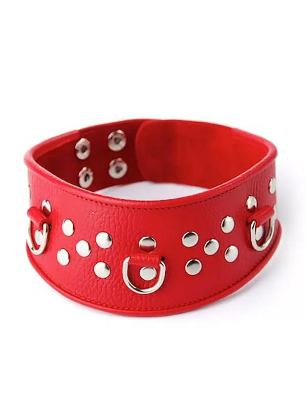 Кожаный ошейник Sitabella широкий – красный