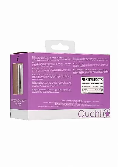 Анальная пробка из силикона Diamond Heart Butt Plug - Large - Purple