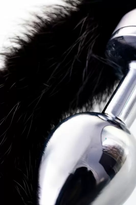 Маленькая анальная пробка с хвостом TOYFA Metal – чёрный