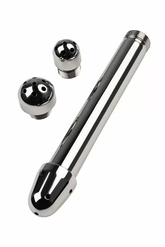 Металлический анальный душ с тремя насадками, TOYFA Metal – серебристый 