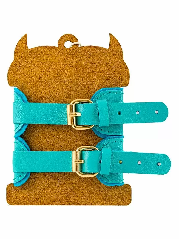 Миниатюрные наручники-оковы Pecado BDSM «МИНИ», двуслойные, натуральная кожа, голубые