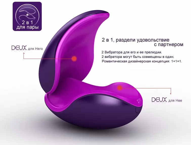 Вибратор для двоих ZINI DEUX - black