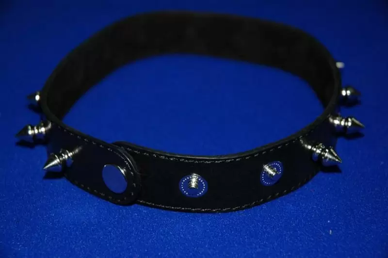 Узкий ошейник-8 с шипами и кольцом