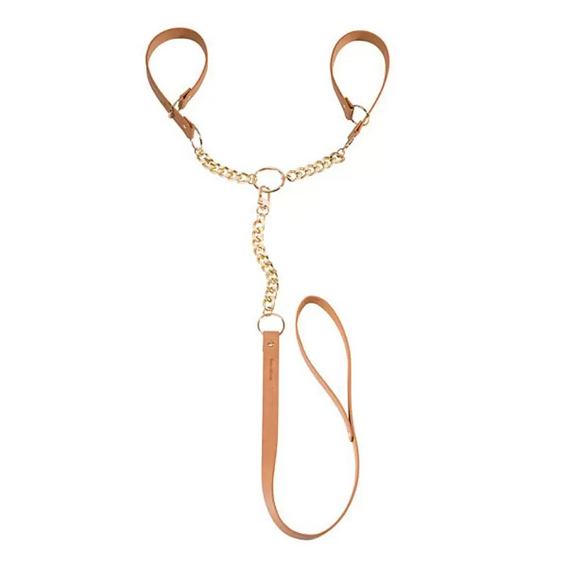 Наручники с поводком Maze T-Restraints – коричневый