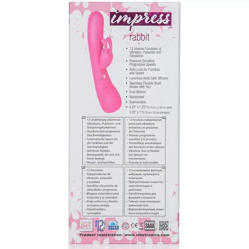 Вибромассажер Impress Rabbit со стимуляцией клитора – розовый