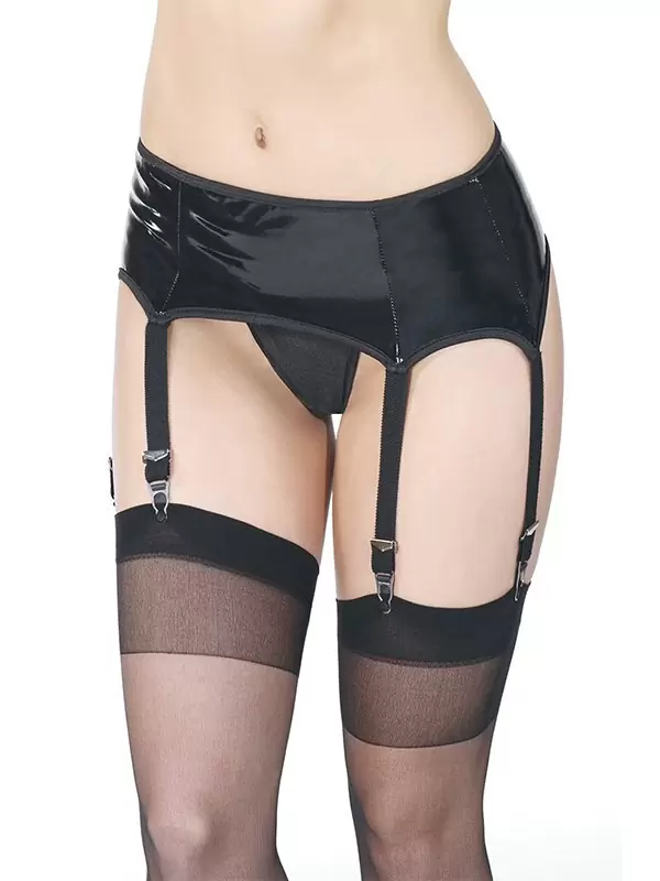 Черный пояс под винил с подвязками для чулок Coquette – XL