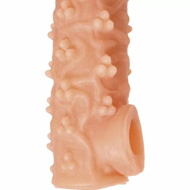 Реалистичная насадка на пенис с узором из мелких шариков и отверстием для мошонки «Cock sleeve» (средняя), Kokos