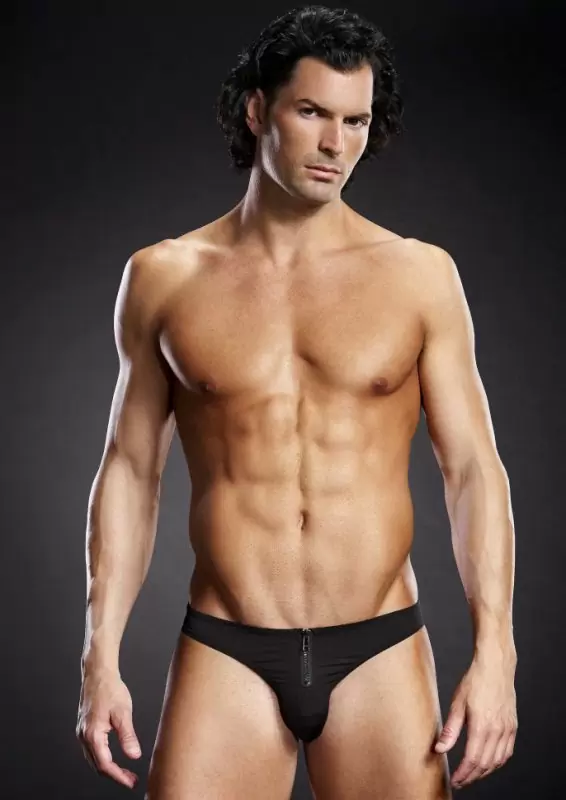 Черные мужские Pouch-бикини BlueLine с молнией – L/XL