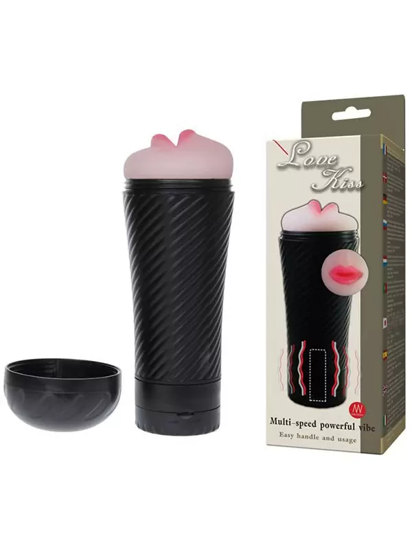 Ротик для мастурбации Love Kiss в тубе с мультискоростной вибрацией – телесный
