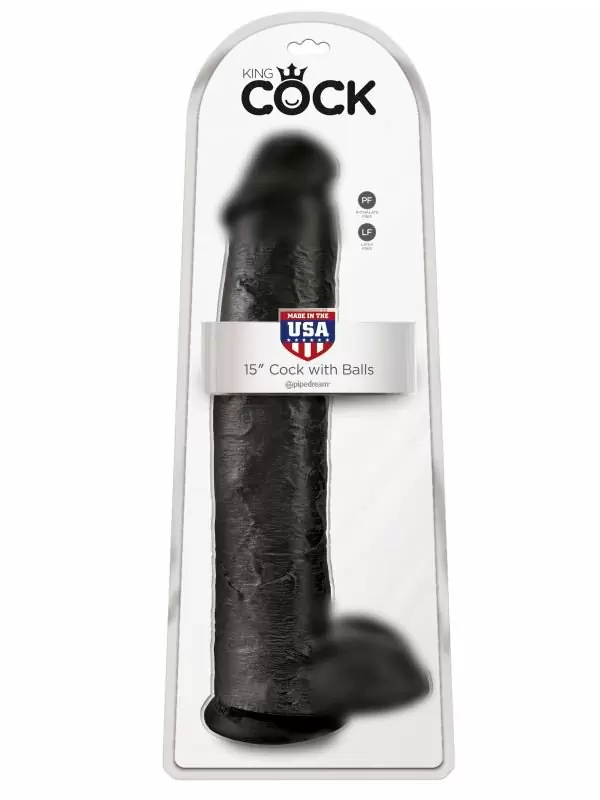 Реалистичный фаллоимитатор-гигант Pipedream King Cock 15 Cock with Balls, с мошонкой, 40,5 см, диаметр 7,6 см, черный