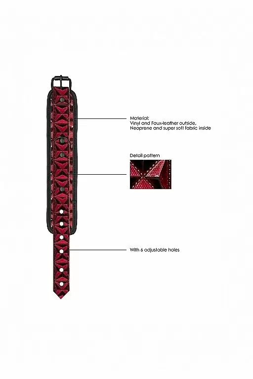 Наручники Luxury Hand Cuffs — черные с красным, кожа, винил