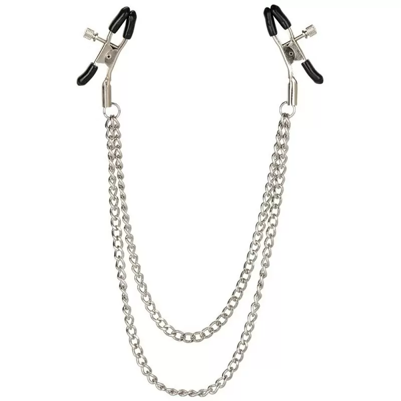 Зажимы на соски Nipple Play Tiered Nipple Clamps с двойной цепочкой – серебристый