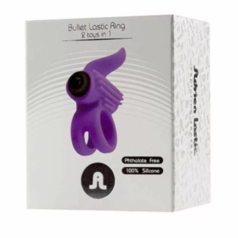 Эрекционное виброкольцо Bullet Lastic Ring с стимулятором клитора - фиолетовый