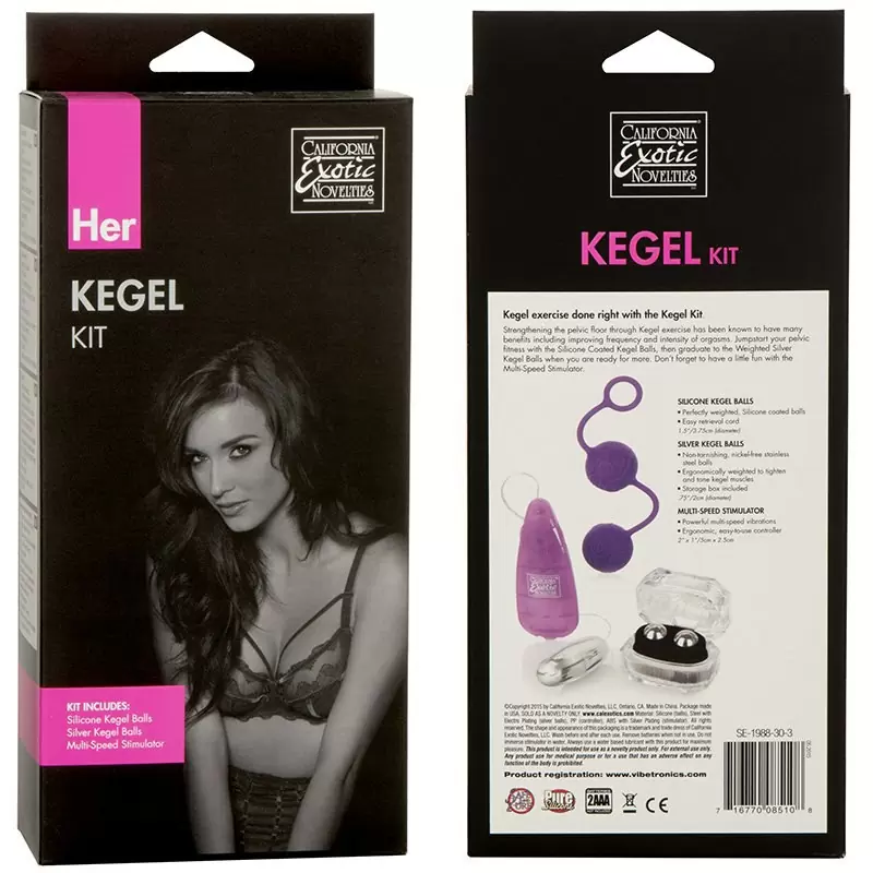 Набор вагинальных шариков Her Kegel Kit с вибропулей –  фиолетовый