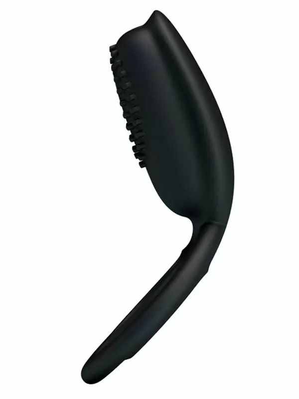 Эрекционное виброкольцо ESTHERЮ с клиторальной щеточкой, с подхватом мошонки, 10 см, черный