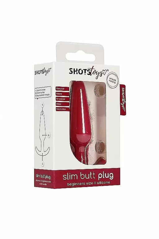 Анальная пробка для ношения Slim Butt Plug, 8,3 см, силикон, красный