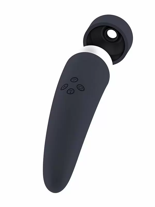 Двустронний стимулятор с вибрацией и всасыванием Hiky – черный