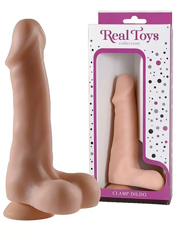 Реалистичный фаллоимитатор с мошонкой Real Toys №5 на присоске – телесный