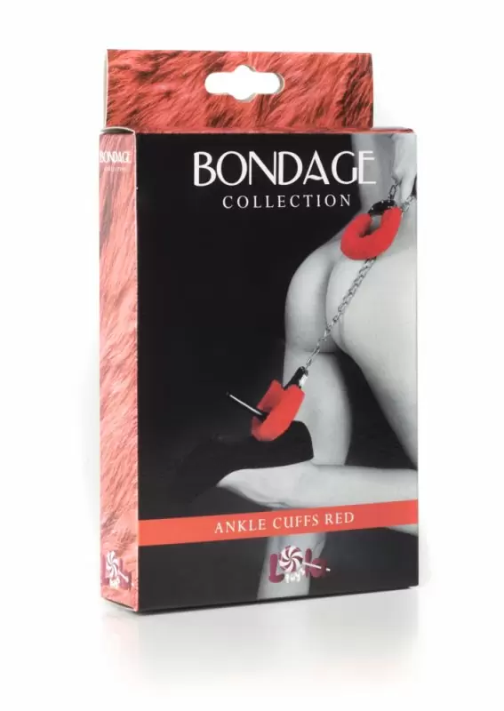 Меховые оковы на ноги BONDAGE, Lola Toys, красные