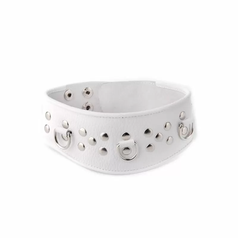 БДСМ ошейник из натуральной кожи, белый, размер OS