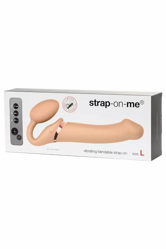 Безремневой страпон с вибрацией. Strap-on-me. 25 см. Телесный цвет