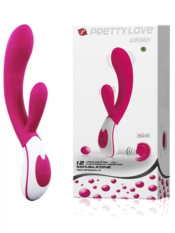 Перезаряжаемый вибромассажер двойного воздействия Uriah с голосовым сопровождением – розовый