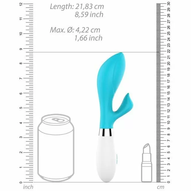 Изогнутый вибратор-кролик Achelois, 21,8 см, 10 режимов, бирюзовый