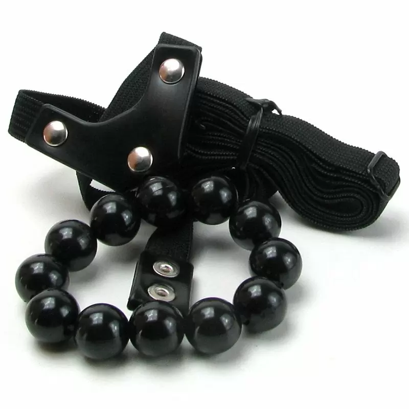 Трусики Lover's Thong With Stroker Beads с бусинками – черный