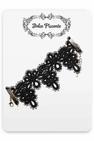 Черный кружевной браслет ручной работы Dolce Piccante Delicati 2 - S/M