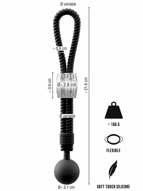 Эрекционное лассо ORION Heavy Rope, с шариком-утяжелителем, черное