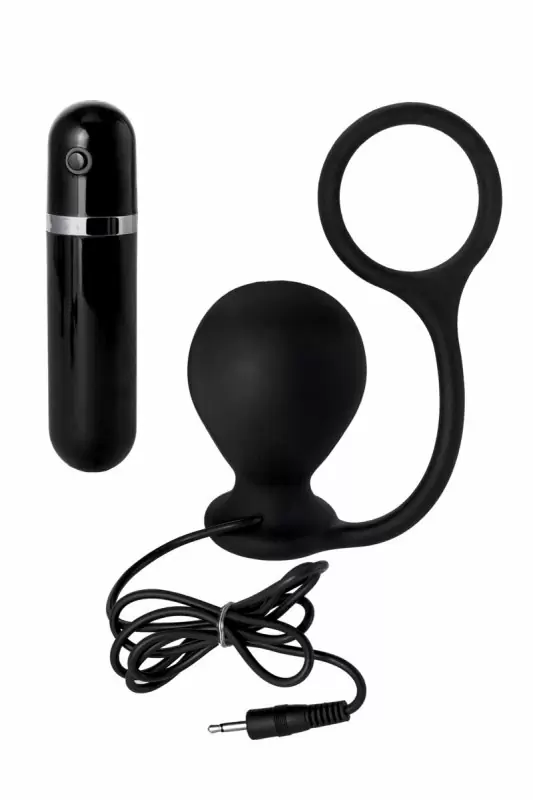 Анальная втулка с вибропулей и эрекционным кольцом TOYFA Black&Red – чёрный 