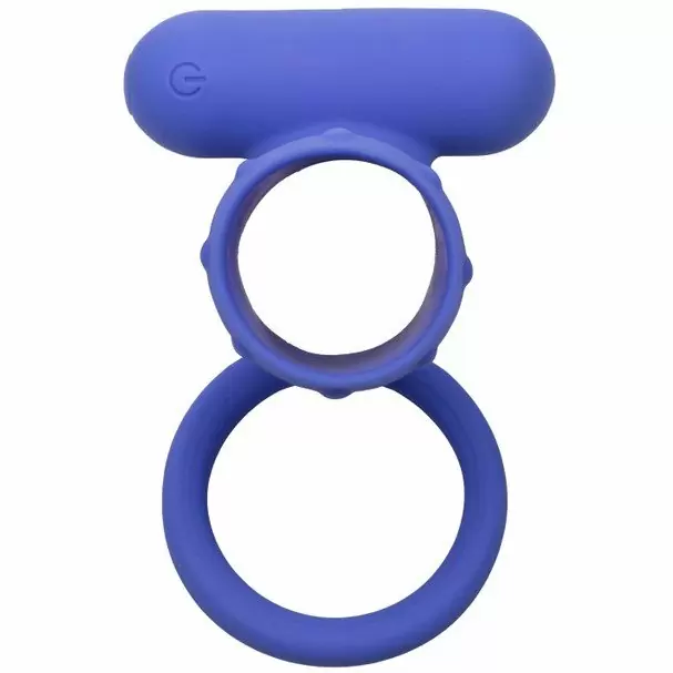 Ребристое виброкольцо-насадка Silicone Rechargeable Endless Desires Enhancer, 10,25 см, силикон, синий 