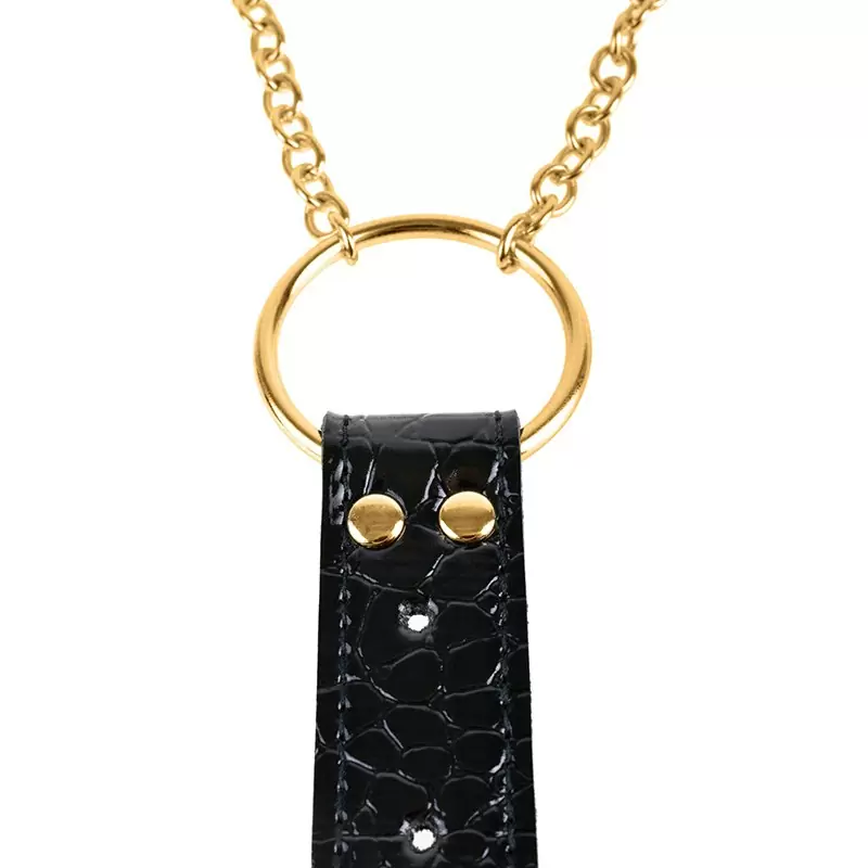 Кольцо на пенис Fetish Fantasy Gold с зажимами на соски, черное с золотом