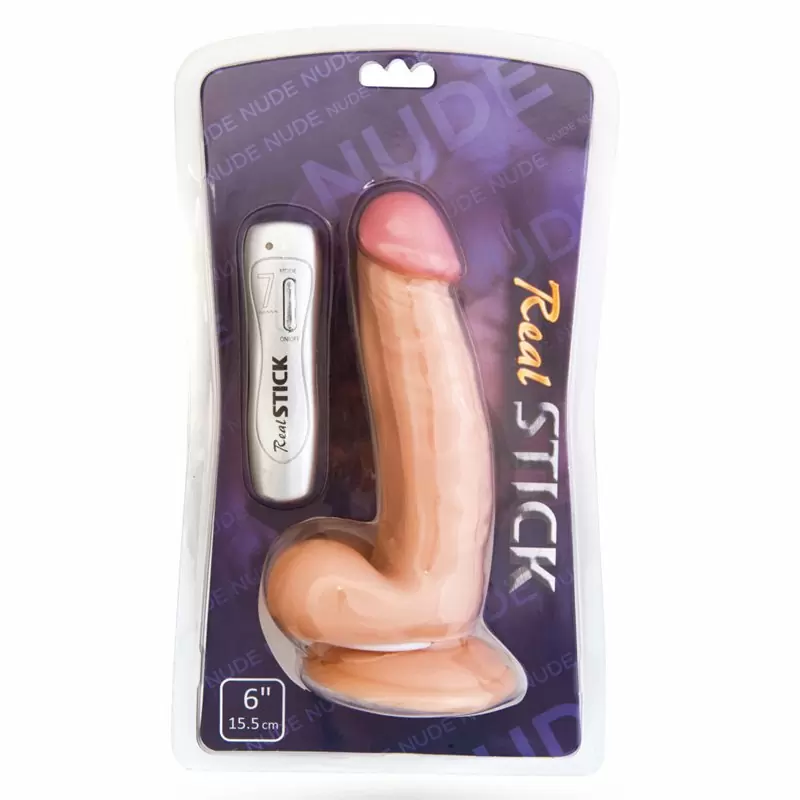 Виброреалистик с мошонкой TOYFA RealStick Nude 6” на присоске – телесный