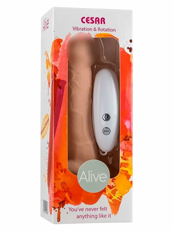 Реалистичный вибратор Alive Cesar, с ротацией, с проводным пультом, 17,5 см, ТПЕ, телесный