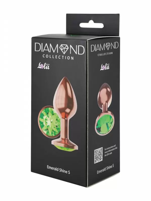 Анальная пробка DIAMOND EMERALD SHINE S (Розовое золото)