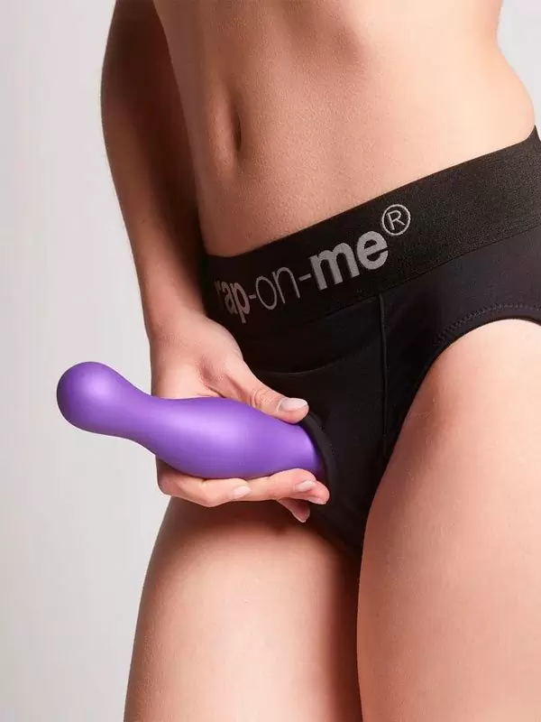 Рельефный фаллоимитатор Strap-On-Me Dildo Plug изогнутый, 16,5 см, фиолетовый металлик