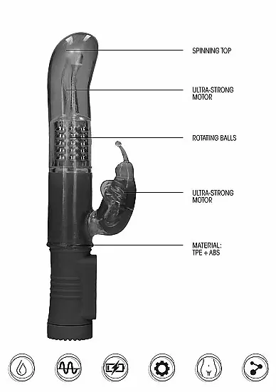 ВИБРАТОР КРОЛИК ROTATING BUTTERFLY - черный