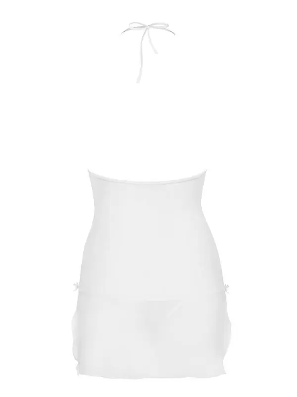 Белая полупрозрачная сорочка с кружевным бюстье и стринги Bisquitta (Obsessive) – S/M