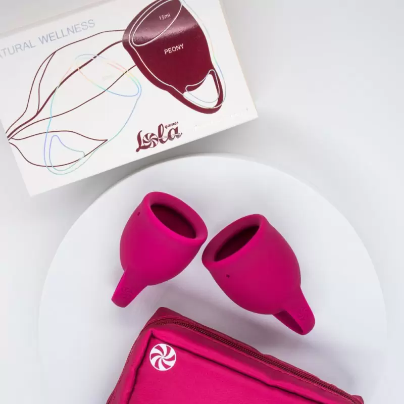 Менструальные чаши Natural Wellness. 15/20мл, красные, медицинский силикон, 12 часов без протекания