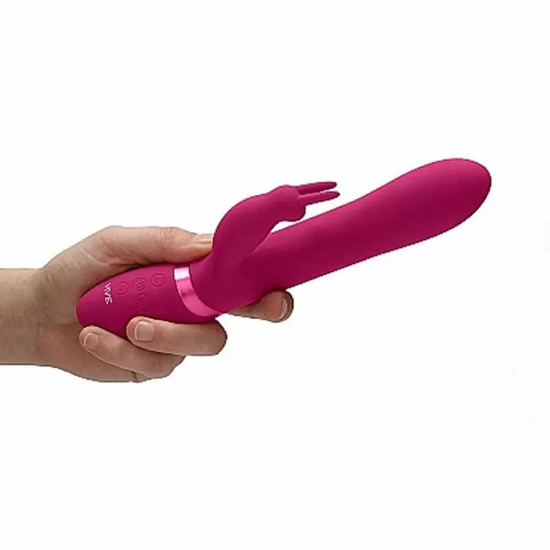 Гладкий вибратор-кролик Amoris, с ушками на стимуляторе клитора, 23 см, 10 режимов, силикон, розовый