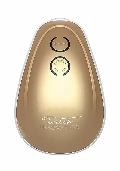 Клиторальный вибратор Twitch Hands с вакуумным эффектом (золотой): 10.5 см, 14 режимов работы, силикон