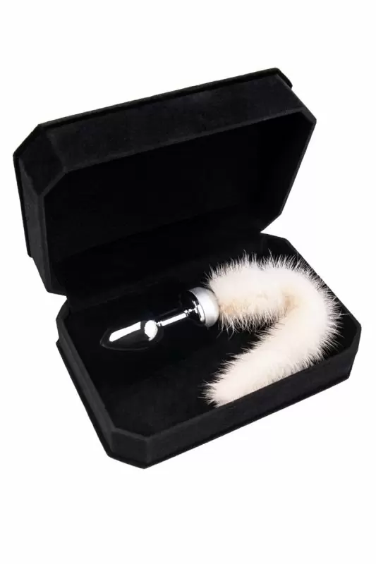 Маленькая анальная пробка с хвостом TOYFA Metal – белый