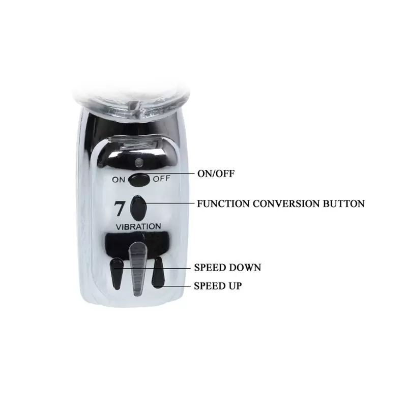 Мощный ротатор со стимулятором клитора Amour Missile c вибрацией – прозрачный с серебристым