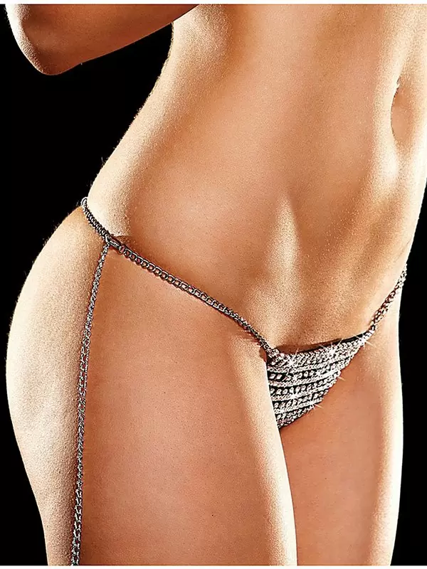 Трусики-стринги Ann Devine - Rhinestone G-String из кристаллов – серебристый