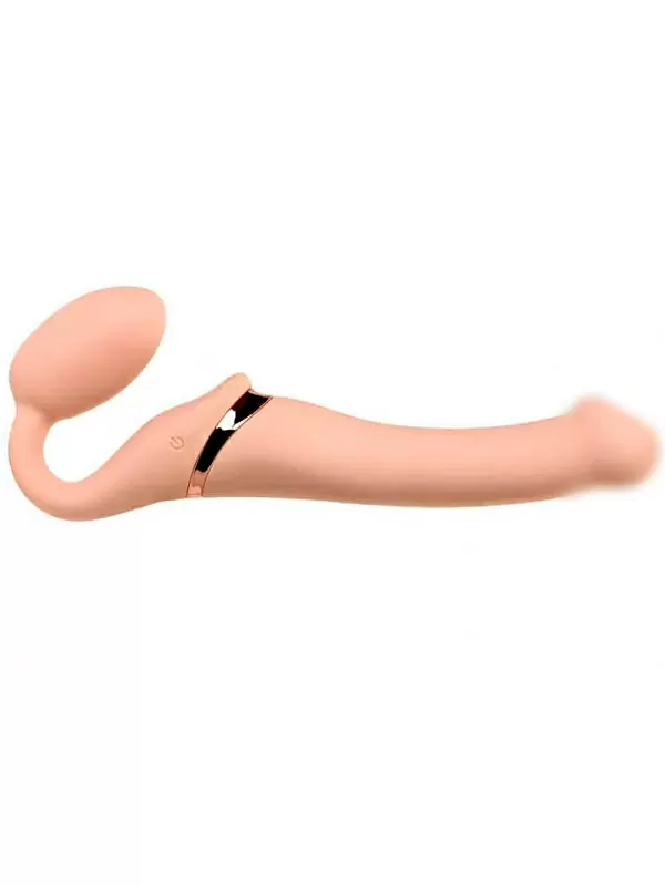 Анатомический страпон Strap-On-Me с 3 моторами, безремневой, размер L, телесный
